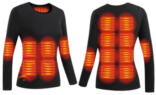 Femxizor sous-vêtements Chauffants Intelligents pour Hommes Femmes Hivers Protection Contre Le Froid USB Thermique Chemise Pantalon pour Le Travail en Plein Air Camping,M, Women Top