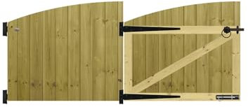 Premier Garden Supplies Made to Measure Tongue & Groove Fully Framed Arch Top Driveway Gates for Measurements Height <3ft (90cm) x Width: 183cm - 213cm +600mm Hinge Ring Latch Kit