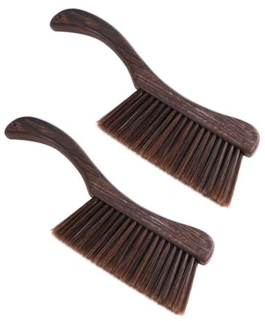 LUNCHS Cepillo de Mano Cepillo de Pelo de 7 Cm 2 Piezas de Madera Escobas de Mano con Mango Largo, Sólida Durabilidad y No Fácil de Resbalar(32.5cm)