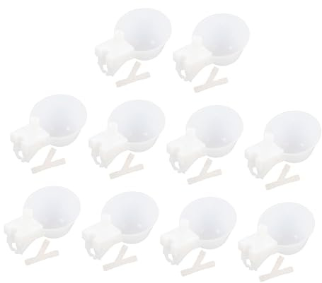 HYTROVE Contenedor de Agua para Patitos y Pollitos de Plástico Blanco, 10 Juegos Diseño Fácil de Limpiar para Jaulas de Aves Pequeñas