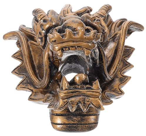 POPETPOP Großer Gartenbrunnen Wasserauslass Drachenkopf Wandbrunnen Harz Außenbereich Villa Terrasse Brunnen Dekoration