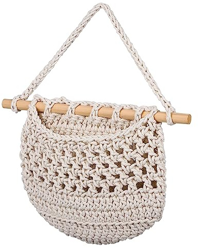 Healifty Corbeille à Fruits Suspendue Murale Panier Organisateur en Macramé 2 Pièces Design Étanche Paquet en Filet pour Fruits Légumes Cuisine