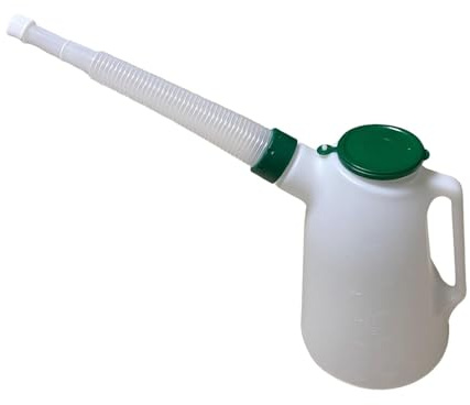 Harilla Jarra de Aceite con Dispensador de Aceite de Motor Ligero Resistente con Escala Jarra Medidora Versátil con Tapa para Viajes en Coche, 2l
