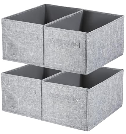 FAOKZE Faltbar Aufbewahrungsboxen 4er Set, schrank organizer, aufbewahrungsbox stoff für Garderobe Kleidung Unterwäsche usw, schrank organizer kleiderschrank,Grau