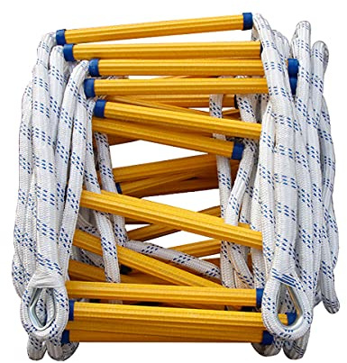 Scala di Emergenza in Corda da 15 m per uscite di Sicurezza antincendio - Scala di Emergenza Resistente per finestre e balconi con Ganci per evacuazioni di Emergenza Rapide, Soluzione di SIC