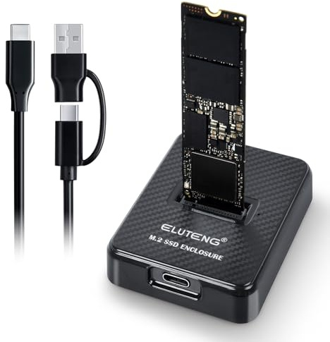 ELUTENG Estación de Acoplamiento para Discos Duros M.2 NVME, 10Gbps USB 3.2 Gen 2 Carcasa SSD M2 NVMe para M-Key B+M Key Externa de Estado Sólido Caja de Disco para SSDs 2230 2242 2260 2280