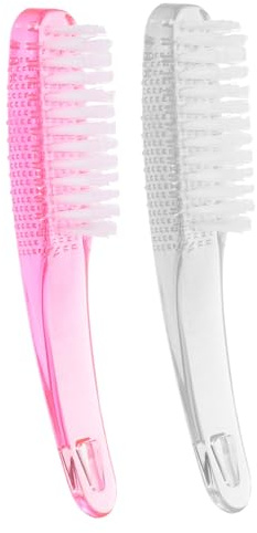 Mobestech 2pcs Nail Brush with Handle Grip Dust Cleaner for Manicure and Pedicure Nail Scrub Brush for Women and Salon Use