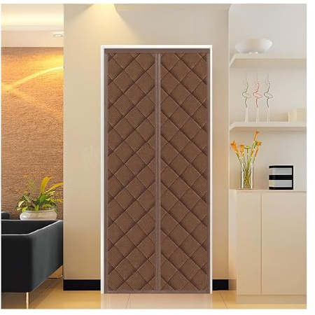 Thermal Insulated Door Curtain Cover 80 85 90 95 110 120 130 140 150 160 cm Thicken Windproof Magnetic Insulated Thermal Door Curtain Waterproof for Kitchen(Brown,80cm x 190cm)