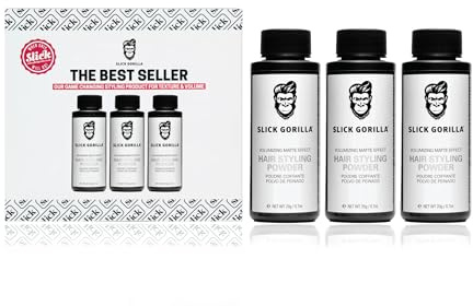 Slick Gorilla Hair Styling Powder for Men 0.70 oz (20ml), 3 Pack, Texture Powder, Matte Finish, 24 Hours All Day Hold, Adds Volume & Texture, Lightweight, Non-Sticky, No Shine