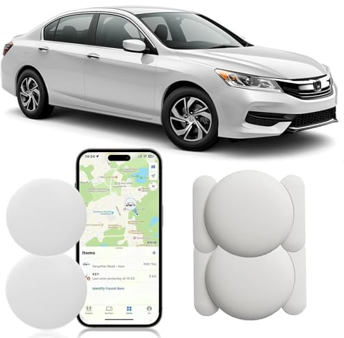 GPS Coche localizador, GPS Tracker rastreador magnético Oculto para Coches Sin cuota mensual, no SIM, Seguimiento en Tiempo Real para niños, Mascotas, Compatible con A-pple Find My (2 Blanca)