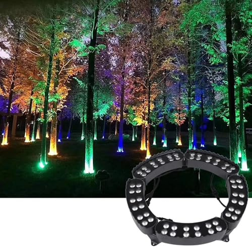 CYHTYM Anneau lumineux Projecteur LED circulaire d'extérieur en forme de palmier, 7 couleurs, changement de couleur automatique en 5 secondes, 220 V CA.(5 SETS)