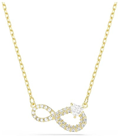 Swarovski Hyperbola Halskette, Herzschliff, Pavé, Unendlichkeit, Weiß, Goldlegierungsschicht