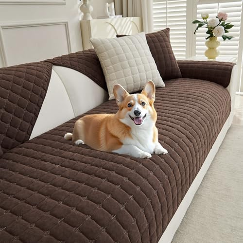 MYSKY HOME Sofa Schutzdecke Sofa Überzug 3 Sitzer Couch Topper | Schokolade,1er Set,88x240cm,Sofabezug Kratzschutz Sofa Katze,Sofaüberwurf Sofaschoner Sitzfläche,Sofaüberwürfe