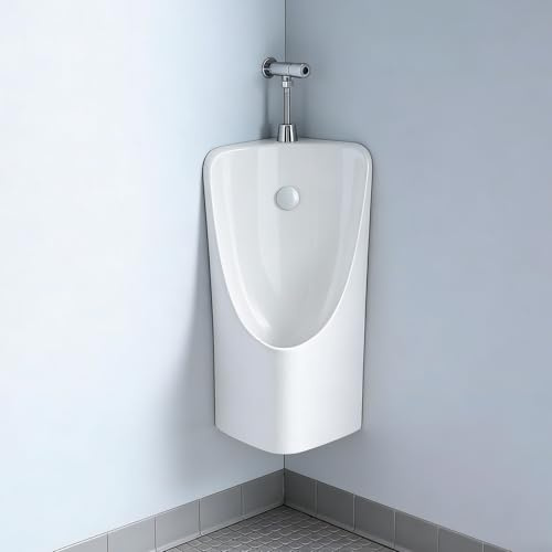 CHZDPP Urinale für Männer Wandmontierte Eckurinale für Männer, Keramik-Spültoilette für Senioren/Erwachsene/Kinder, für Garagen/Hotels/Bahnhöfe/Einkaufszentren(White,Style B)