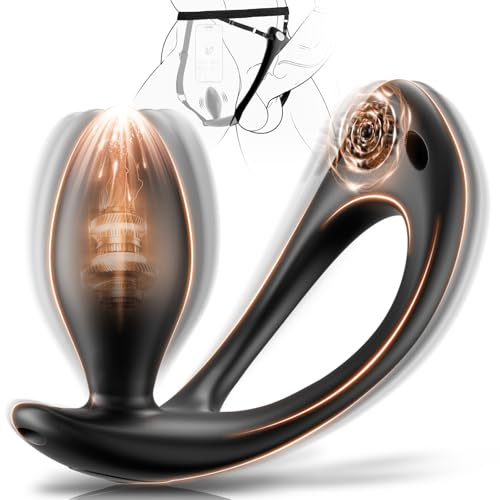 Tragbarer Analvibrator für Männer mit Penisring & Hodenvibration, 4-in-1 Set mit Stoßfunktion – App-Steuerung, 9 Modi & 2 Motoren, Silikon Analplug wasserdicht IPX7, Vibratorensets für Paare