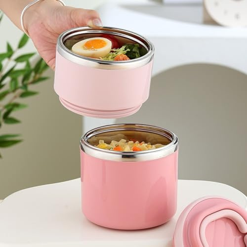 Hosrivae Juego de lonchera apilable de acero inoxidable aislado de 3 niveles con sellos de silicona a prueba de fugas, SS304 de grado alimenticio, incluye bolsa de transporte, para el trabajo, la