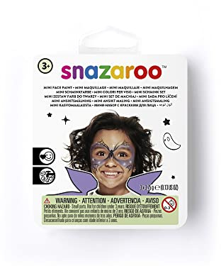 Snazaroo 1172087 Kinderschminke Mini Set Hexe, 3 Schminkfarben, Farben: Lila, Weiß, Schwarz, 1 Pinsel, 1 Schwämmchen