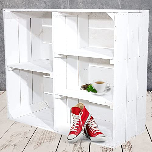 Vinterior Große weiße Shabby Obstkiste Weinkiste Küche Holzkiste Gewürze Regal 77x68x35cm
