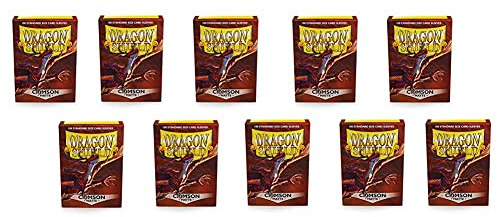 10 Packs Dragon Shield Matte Crimson Standard Size 100 ct Card Sleeves Display Case