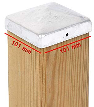 7 x Pfostenkappe Pyramide 101 x 101 mm – Feuerverzinkter Stahl, wetterfest – für Holzpfosten 100 x 100 mm – inkl. Befestigungslöcher