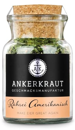 Ankerkraut Rührei Amerikanisch, kochen, Gewürzsalz für Ei, Spiegelei, Rührei und Omelette zum Frühstück, mit Salz, Zwiebel und Schnittlauch, 70 g im Korkenglas