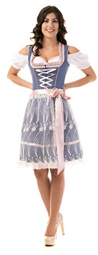 Trachtl.de Dirndl Trachtenkleid Damen Nicole IN GRAU/ROSA 3.TLG