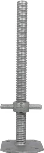 GeZu Impex Scaffold Base Jack 1000 x 38 mm Electroplated Height Adjustable Base Leveling Screw Jack