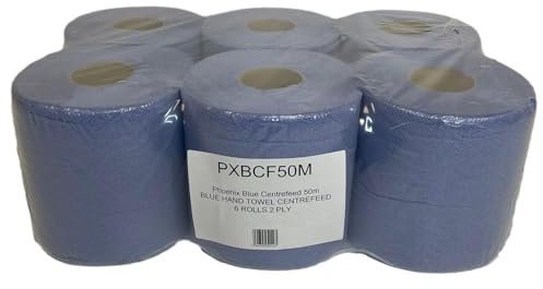 Blue Centre Feed 2 Ply Embossed Paper Wipe Pull Rolls Wipes Kitchen Towel (6)