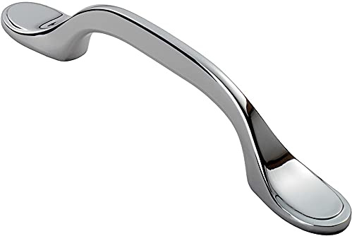 128mm Shaker Style Cabinet Pull Handle - 76mm Fixing Centres - Polished Chrome | Traditional Cabinet Pull Handle - Wardrobe Cupboard Door Handle - Suitable for Lightweight Internal Doors