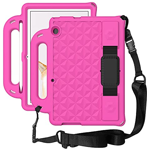 Tablet Funda For Huawei MediaPad T5 10 , Cuerpo a Prueba de Golpes Ligero For niños EVA Tapa Protectora del Soporte de la manija y la Correa For el Hombro(Rose Red)