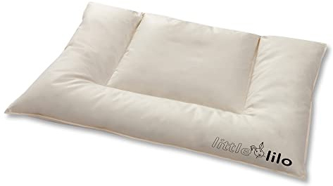 Lilo KBA Baby Flachkissen 40x60 cm - Kinder Kissen aus 100% Biologischer Baumwolle - Füllung mit 90% Daunen und 10% Federn - Premium Qualität durch Made in Germany