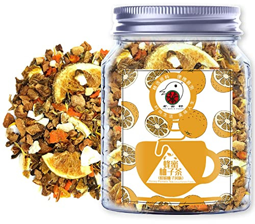 Plant Gift Honey Pomelo Tea Herbal Tea, Hibiscus Health Tea, weißer Roselle, Apfel, Steinzucker, Karotten, Orangenschale, Zitrus, Zitrone, Chrysanthemen, lose Blatt, in Eistee & heißer Tee 70 g/2,5oz