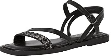 Tamaris Damen Sandaletten, Frauen Sandalen,TOUCHit-Fußbett,Sommersandalen,flach,Sommerschuhe,Freizeitschuhe,offene Schuhe,Black/Silver,40 EU