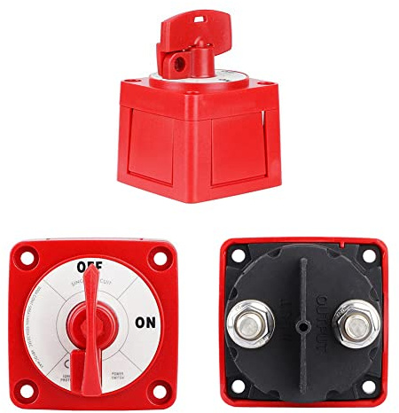 iSpchen Batterie Trennschalter,300A 48V Batterietrennschalter Power Kill Batterie Hauptschalter Isolator Einkreis Batterieschalter mit Schlüssel für Auto,Wohnmobil,Boot,RV-Yacht