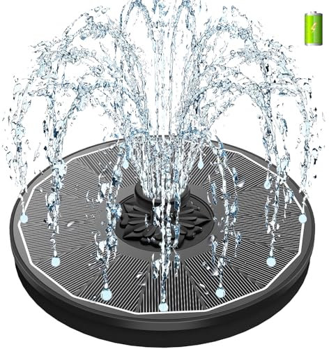 SZMP Solar Springbrunnen mit 3.5 Watt, 2000mAh Akku - Arbeiten an Trüben Tagen - 2025 Upgrade Glas Solar Teichpumpe Wasserpumpe Solar Schwimmender Fontäne Pumpe mit 8 Effekte für Garten, Vogel-Bad