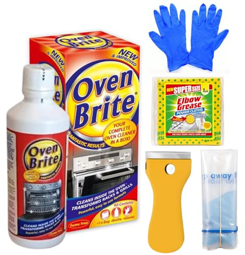 Oven Cleaner, Fume free | Heavy Duty Oven Cleaning Kit [500 ml] + Non Scratch Scraper | Bags for Rack and Gloves Included | Complete Oven Cleaner Set with 1 Pack of Power Cloth