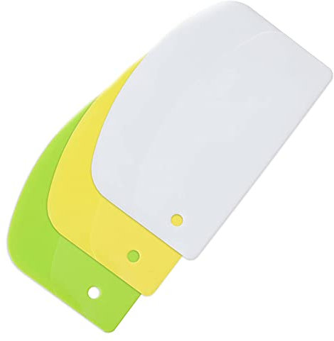 Dough Scraper Set 3 x Dough Scraper Card for Baking Scraper Plastic Dough Cutter and Dough Card Set Baking Spatula Kitchen Cake Scraper Spatula for Kitchen