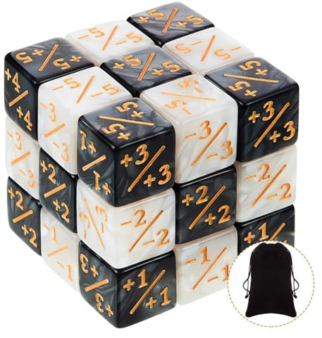 MUYAPAY Magic The Gathering Zubehör - 24 Stück Würfel, Token, Loyalität & D6 Würfel - Kompatibel mit MTG, CCG & Kartenspielen - Mit Aufbewahrungsbeuteln