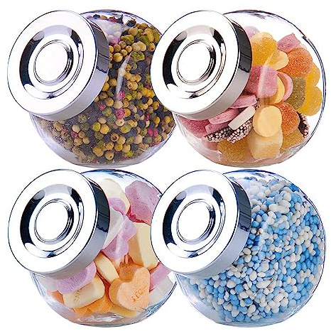 Murago - 4er Set Vorrstagläser - Gewürzgläser Gewürzdosen leer für Schublade Regal Aufbewahrung Süßigkeiten Candy Bar Organizer Deko mit Schraubdeckel