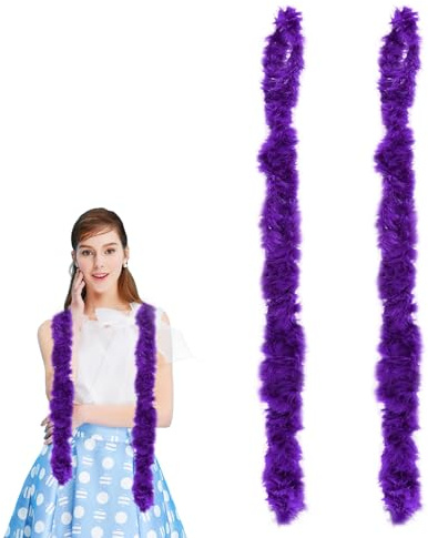 Ceboic Federboa, 2M Bunte Flauschige Feder Boa mit Herz Randlosen Sonnenbrillen, Natürliche Truthah Feder Schal Damen Kostümzubehör für Hochzeit Ankleiden Party Cosplay Karneval Halloween Weihnachten