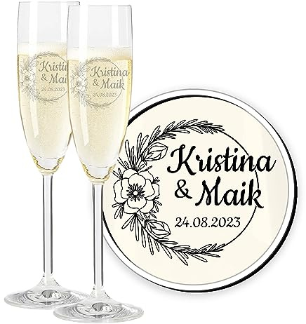 LEONARDO Daily Sektgläser, Hochzeitsgläser mit Gravur, personalisierbar mit Namen, Geschenk zur Hochzeit, Hochzeitstag, Jahrestag, Verlobung, Standesamt, Jubiläum
