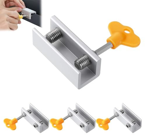 4 Stück Sicherheitsschloss für Schiebefenster Verstellbar Schiebefensterschlösser mit Schlüssel Verstellbar Aluminiumlegierung Fenster Schloss Schiebefenster Stopper, für Familie Schulen und Büro