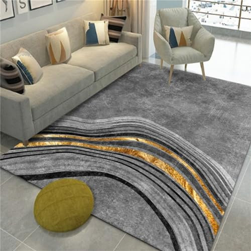 AU-OZNER Teppich modern Grauer Teppich, leicht staubabsorbierend, lichtecht und leicht zu verlegenethno Teppich,grau,200x280cm