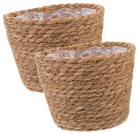 INOOMP 2 Pièces Lot de Paniers Rustiques pour Plantes Intérieur Paniers De Jardinière Tressée à Plantes pour Décoration Fleurie