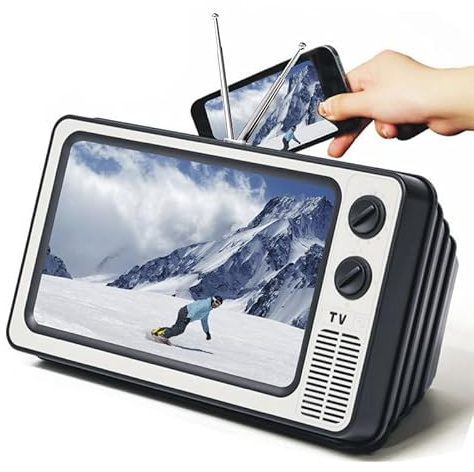 TV Creative Retro TV - Amplificador de pantalla para teléfono móvil, soporte de escritorio para teléfono móvil, soporte para ver la televisión, soporte perezoso, lupa