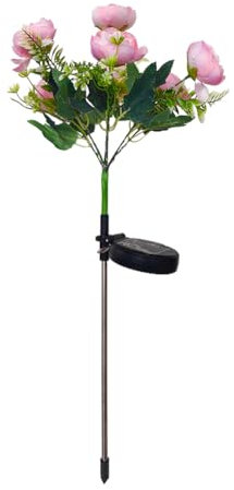 JUCHRZEY Luz de flor de simulación con energía solar 42 LED Luces oscilantes de flores IP65 Lámpara impermeable de estaca de tierra de flores para jardín, césped, patio