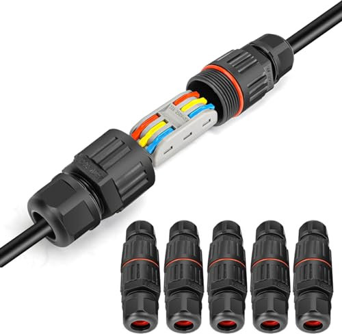 5PCS Outdoor Waterproof Electrical Wire Connector, Junction Box Outdoor Cable Connector, Extension Electrical Cable Protector Boxes for Repair and Extend Power Cables (B)