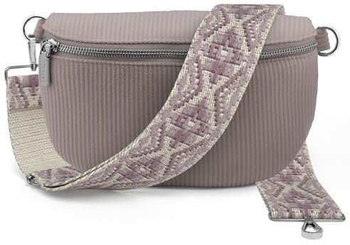 Artvall - Umhängetasche Cord Tasche Handtasche weiche Cordtasche Bauchtasche Klein mit Schultergurt Design Taschenband abnehmbar verstellbares Riemen Crossbody Bag Hüfttasche Damen mit Reißverschluss