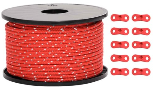 vidaXL Zeltleine, Zeltschnur mit Seilspannern, Abspannleine Reflektierend für Zelt Camping, Abspannseil Campingseil, Polypropylen 50m 5mm