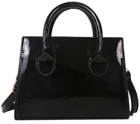 Brymthy Borsa in pelle verniciata Shinny pochette mini borsa a tracolla borsa da sera per le donne, nero
